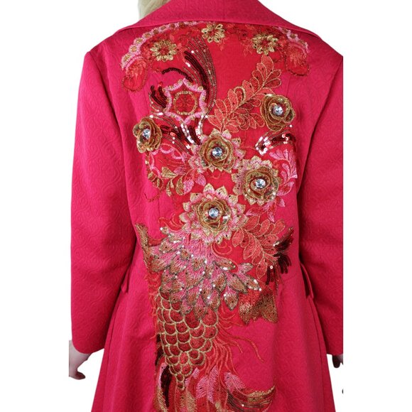 60's Vintage Embroidered Coat and Hat - Hot Pink Mod Fancy Coat - Picture 11 of 12